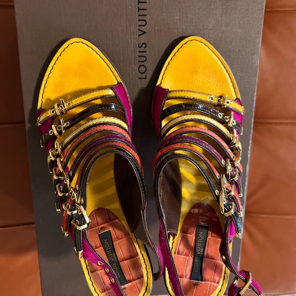 Louis Vuitton shoes, size 37.5, Yellow/pink/brown